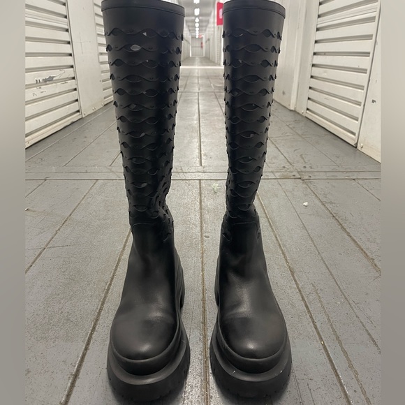 Valentino Garavani Shoes - - VALENTINO GARAVANI Roman Stud Knee-High Leather Boot, size 9.5